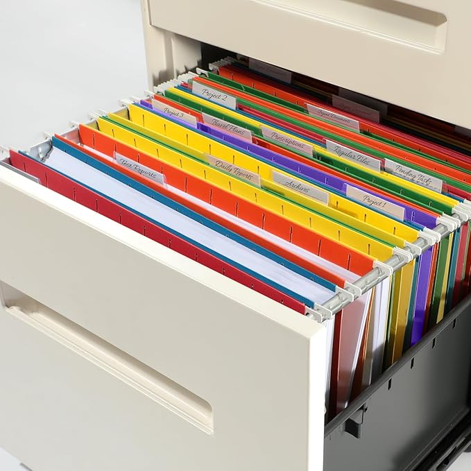 SUNEE Hanging File Folders, 6 Pack Letter Size Hanging File Folders with 1/5-Cut Tabs, Ideal for Home and Office Organization and Papers Classification,Assorted Colors