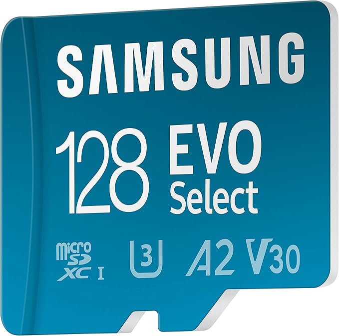 SAMSUNG EVO Select Micro SD-Memory-Card + Adapter, 128GB microSDXC 130MB/s Full HD & 4K UHD, UHS-I, U3, A2, V30, Expanded Storage for Android Smartphones, Tablets, Nintendo-Switch (MB-ME128KA/AM)