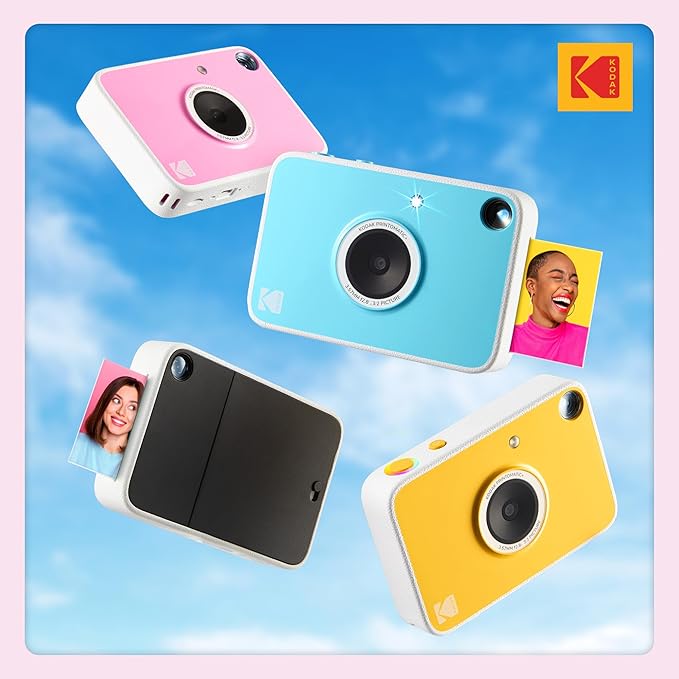 Kodak Printomatic+ Instant Print Digital Camera (Pink) 10MP Portable Camera with Interactive RGB LED Status Indicator, Prints Full-Color Photos on Zink 2x3” Sticky-Backed Photo Paper - Easy & Fun