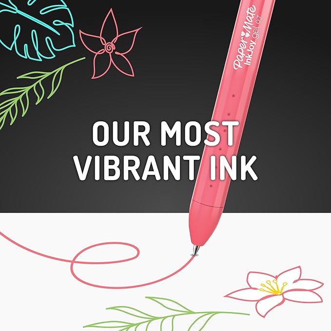 Paper Mate InkJoy Bright Gel Pens Medium Point (0.7mm) Retractable Assorted Opaque Ink 6-Pack Comfortable Grip Vivid Colors