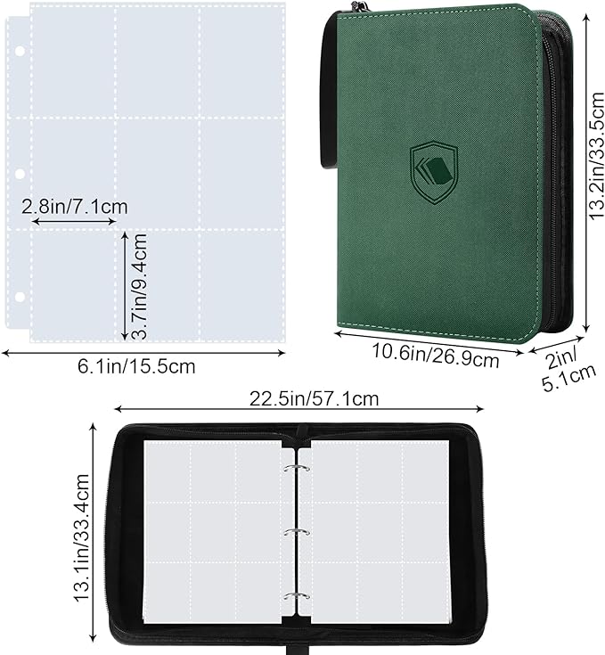 900 Pockets Trading Card Binder, PU Cover Zipper Card Collection Album, Sturdy Card Folder Holder for MTG, TCG, Game Cards, Sports Cards