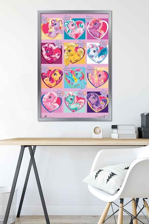 Trends International Hasbro My Little Pony - Chart Wall Poster, 22.375" x 34", Silver Framed Version