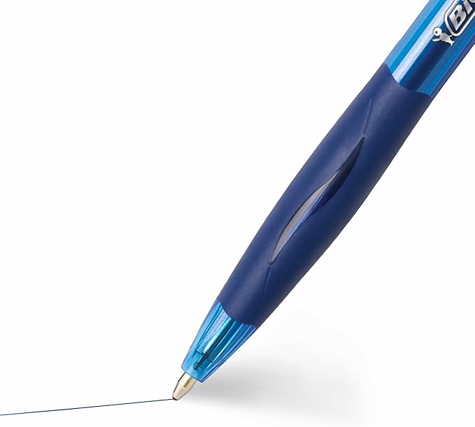 BIC Glide Retractable Ball Pen, Medium Point (1.0 mm), Blue, Comfortable Rubber Grip For Smooth Writing, 12-Count (Pack of 18, 216 Count Total)