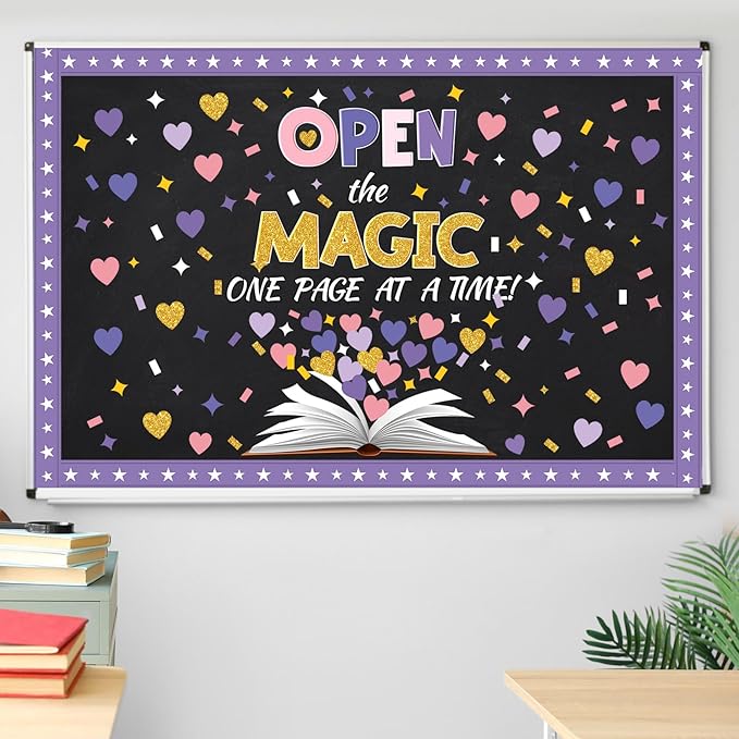 Epakh Magic Themed Bulletin Board Classroom Decorations Set Reading Bulletin Board Decor Cutouts Wall Door Decor for Back to School Library Kindergarten Preschool Elementary Middle School