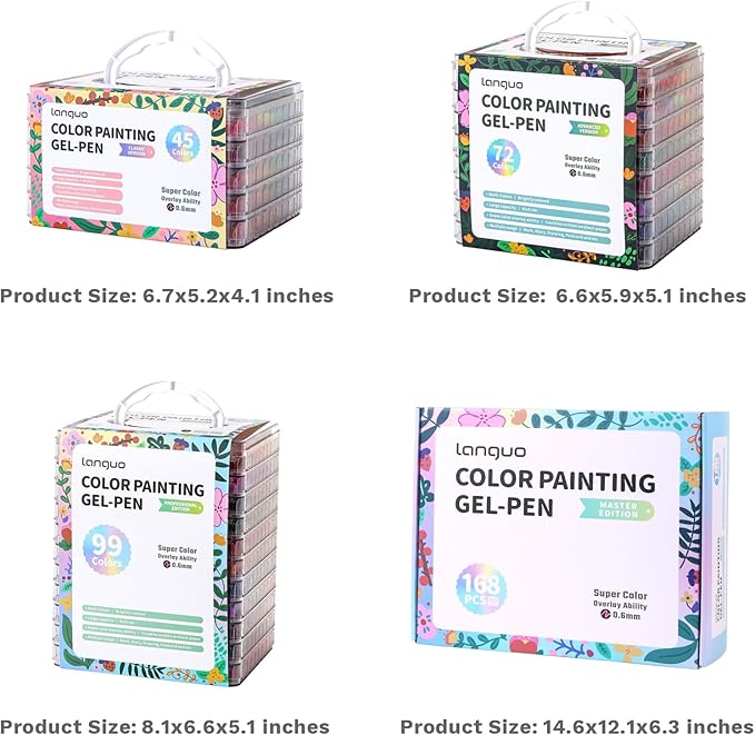 162 Colors 168 pcs Gel Pens for Coloring - Smooth Vibrant Colors 0.6mm Fine Point Gel Ink Pens Colored Set for Adults Artists Drawing Journaling Sketching Art Supplies
