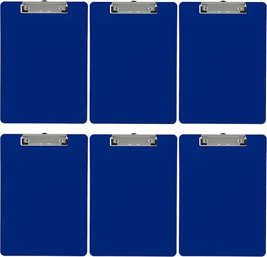 Trade Quest Plastic Clipboard Opaque Color Letter Size Low Profile Clip (Pack of 6) (Dark Blue)