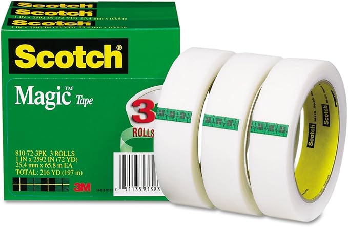 Scotch 810723PK Magic Tape Refill, 1-Inch x 2592-Inch, 3-Inch Core, 3/Pack