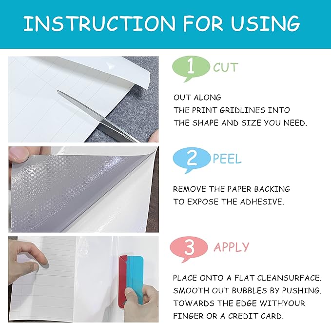 White Board Dry Erase-Whiteboard for Wall-Whiteboard Paper Peel Stick and Roll with 2 Dry Erase Markers-Adhesive Dry Erase Board for Office/Classroom/Fridge/Desk/Glass/Door(17.3''X36.2'' White)