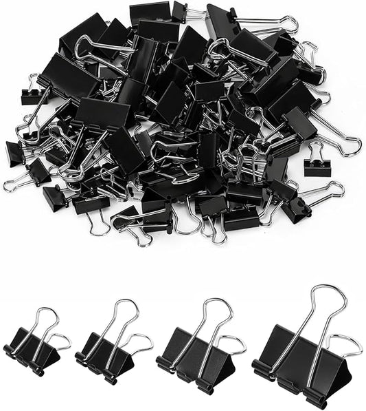 Mr. Pen- Binder Clips, 100 pcs, Assorted Sizes, Black Binder Paper Clips, Bulk Paper Clamps for Office Supplies, Home, School, Business, Document Organizing