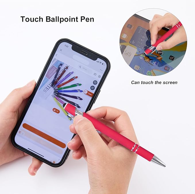 Red Gel Ink Pens, 12 Pcs, Fine Point, Smooth Writing, with Stylus Tips, 0.7 Mm, Office Desk Accessories, Motivational