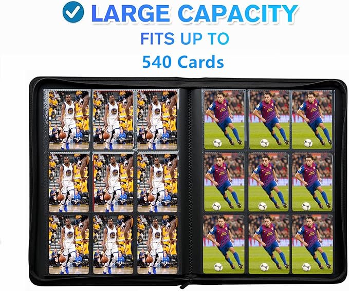 Premium 9-Pocket Zippered Trading Card Binder, 540 Pockets Double-Sided Side-Loading Card Organizer Album, PU Leather Card Holder Protector for MTG, TCG, Sports Cards Teal