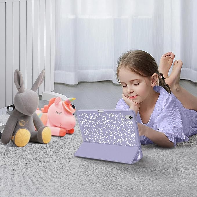 Fintie SlimShell Case for iPad (A16) 11th Generation 11 Inch (2025), iPad 10th Generation 10.9 Inch (2022) - Flexible Soft TPU Stand Back Cover with Pencil Holder, Composition Lilac