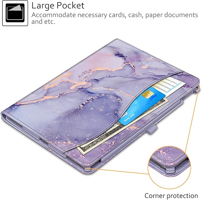 Fintie Multi-Angle Case, 2017/2015 iPad Pro 12.9 inch (Old Model) 1st & 2nd Gen Case - [Corner Protection] Folio Stand Cover with Pencil Holder & Pocket, Auto Wake/Sleep, Lilac Marble