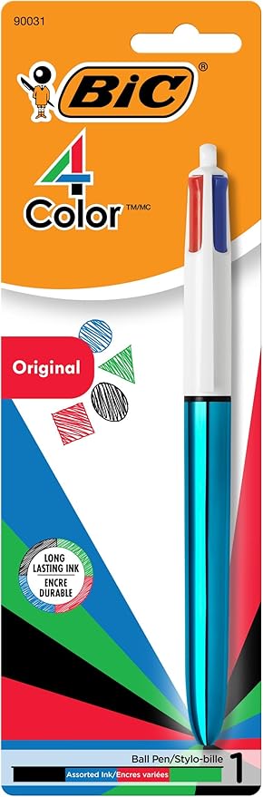 BIC 4-Color Retractable Ballpoint Pen with 1.0 mm Medium Point, 1-Count in Assorted Ink Colors