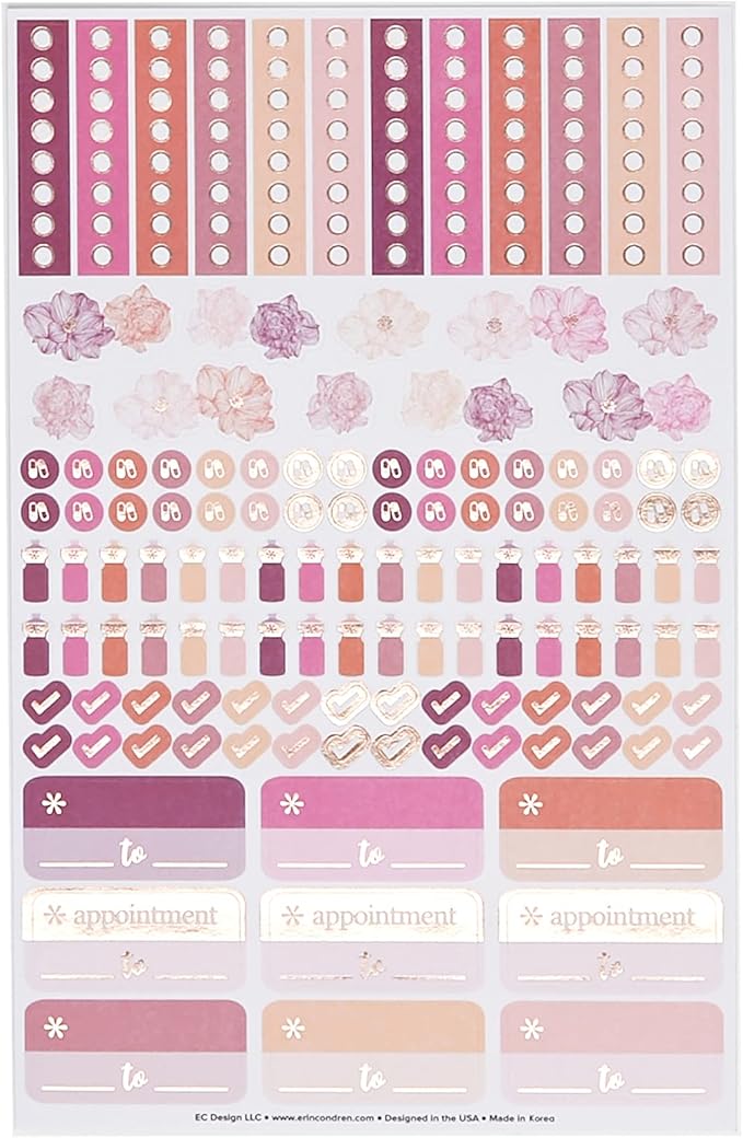 Erin Condren Breast Cancer Petite Planner - Inspirational Support Journal, Includes Medical, Emotional, and Lifestyle Trackers, Journaling and Note Pages, and Sticker Sheet