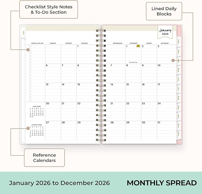 Blue Sky Day Designer 2026 Weekly and Monthly Planner Calendar, January 2026 - December 2026, 5" x 8", Clear Pocket Cover, Durable Twin Wire Binding, Includes Storage Pocket, Stickers, Coming Up Roses
