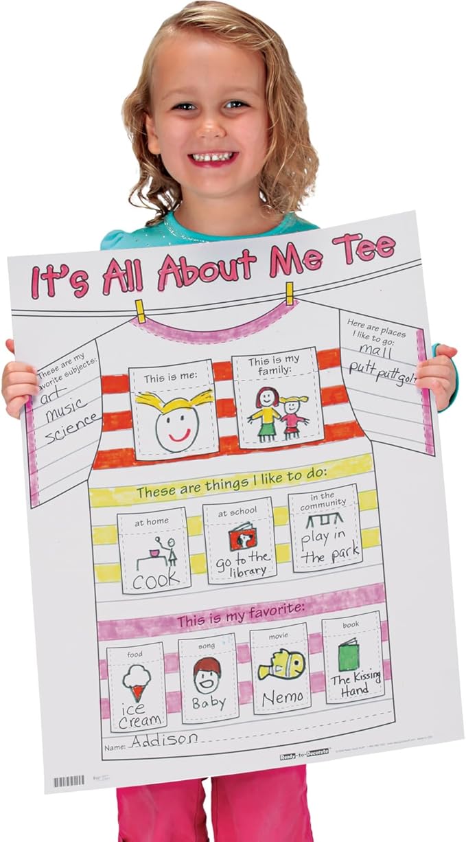 Really Good Stuff Ready-To-Decorate All About Me Tee Posters - 24 posters