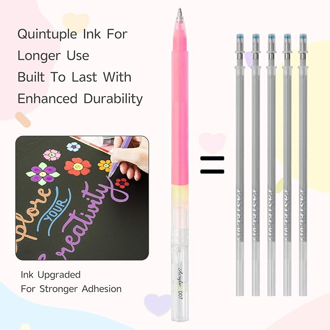 LIUILUCAI 100 Colors Acrylic Gel Pens Art Set - Large Capacity Gel Ink Pens with 1.0mm Fine Tip, Acrylic Paint Pen for Black Paper, Adult Coloring Books, Journaling, Drawing, Sketching