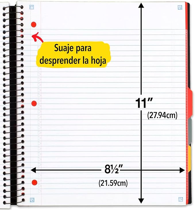 Five Star Advance Spiral Notebook + Study App, 5 Subject, College Ruled Paper, 8-1/2" x 11", 200 Sheets, Spiral Guard, Movable Tabbed Dividers, Seaglass Green (73148)