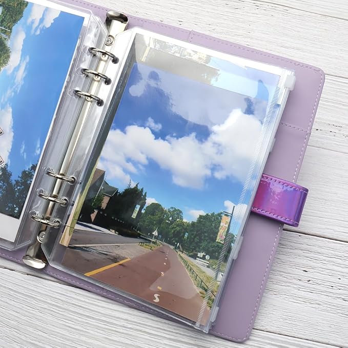 12PCS A5 Clear Zipper Binder Pockets with 6 Holes for Journal & Budget Filing
