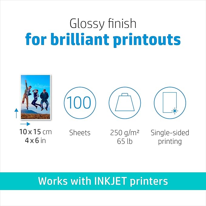 HP Advanced Photo Paper,Glossy,4x6 in,100 sheets (Q6638A),(Pack of 5)