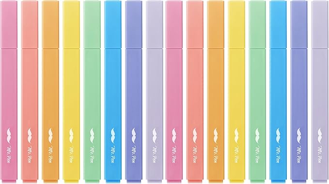 Mr. Pen Aesthetic Highlighters, 8 pcs, Chisel Tip, Assorted Colors, No Bleed Bible Highlighters (Pack of 2)