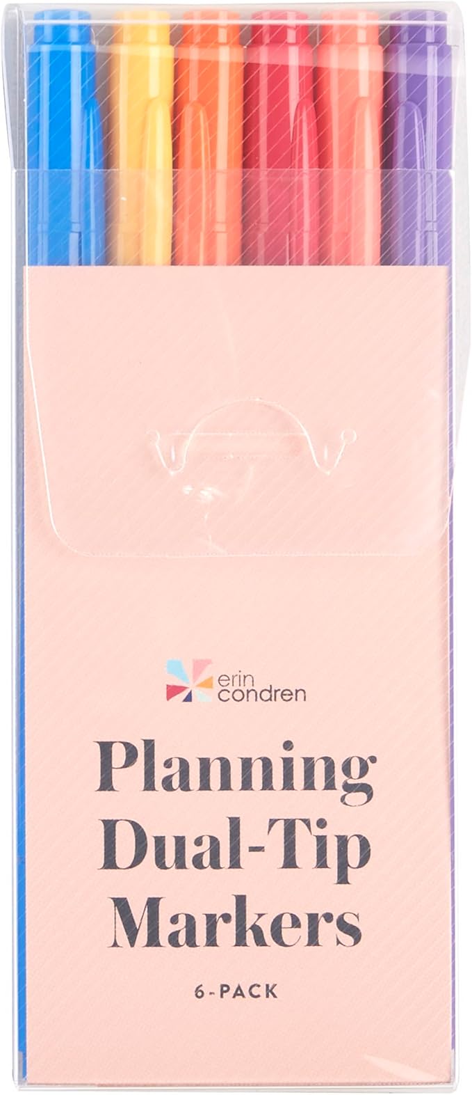 Erin Condren Dual Tip Markers, Colorful and Versatile Marker Set for Journals, Planners, and Note-Taking, Includes Fine Tip and Medium Tip, Planning Inspiration, Set of 6