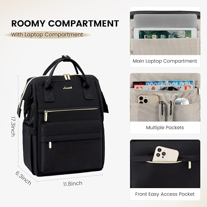 LOVEVOOK Laptop Backpack for Women,15.6 Inch Work Teacher Nurse Bag,Business Computer Backpack Purse with USB Port,Stylish Casual Daypack for Travel