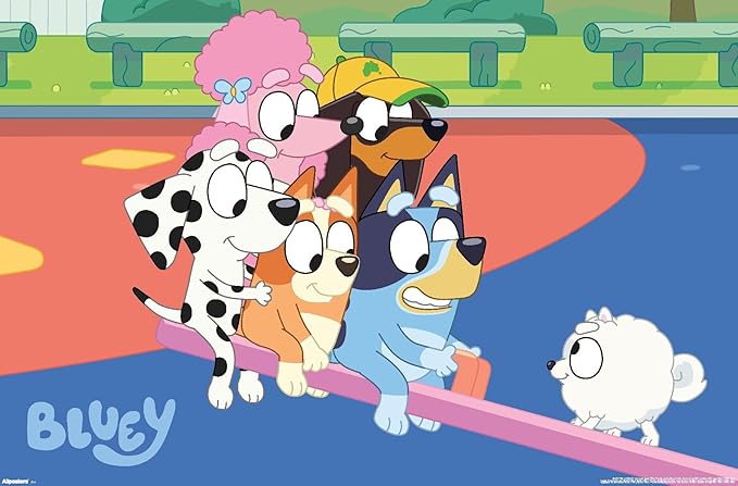 Bluey (2018) - Bluey and Friends See Saw Fun Wall Poster, 34L" x 22.4W", Unframed Version