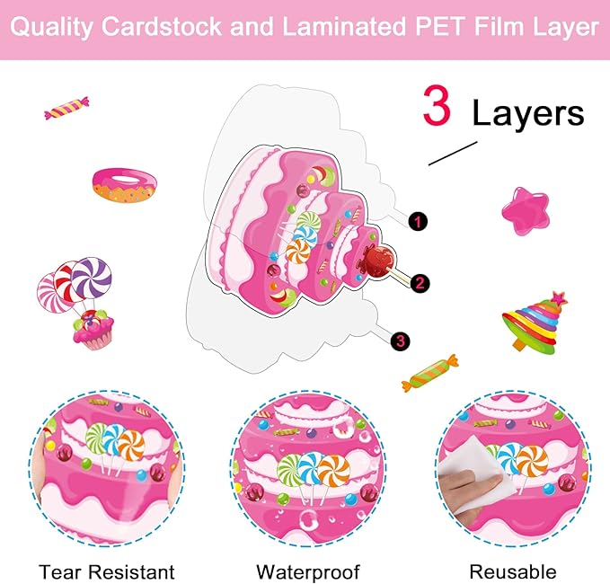 Candyland Cutouts Candy Classroom Bulletin Board Decorations Candy Land Ice Cream Donut Round Lollipop Cut Outs Kids Sweet Birthday Themed Party Supplies for Students Classroom Decorations