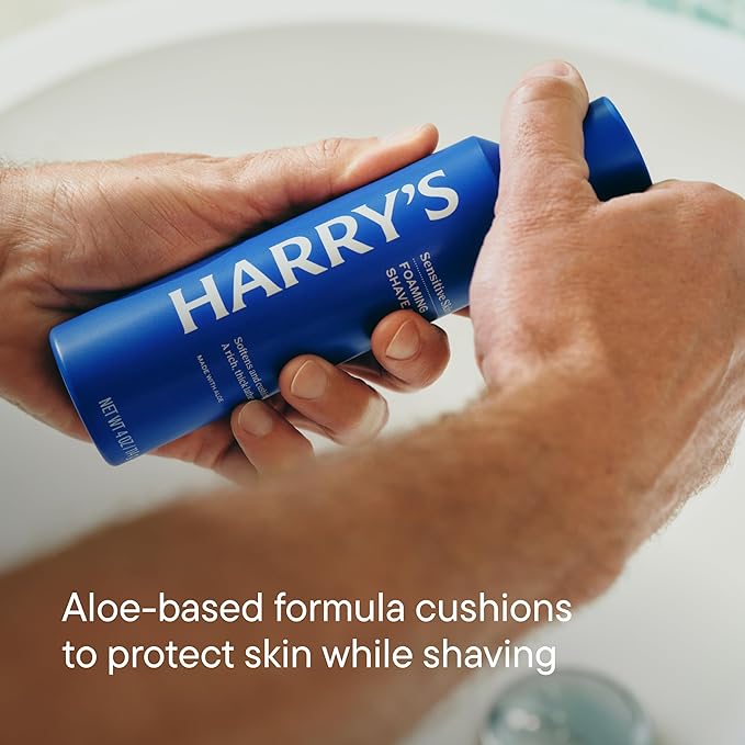 Harry's Original Shaving Kit for Men - Razor Handle, 5 Razor Blade Refills, Foaming Shave Gel, Travel Blade Cover - German Engineered - Chrome Edition