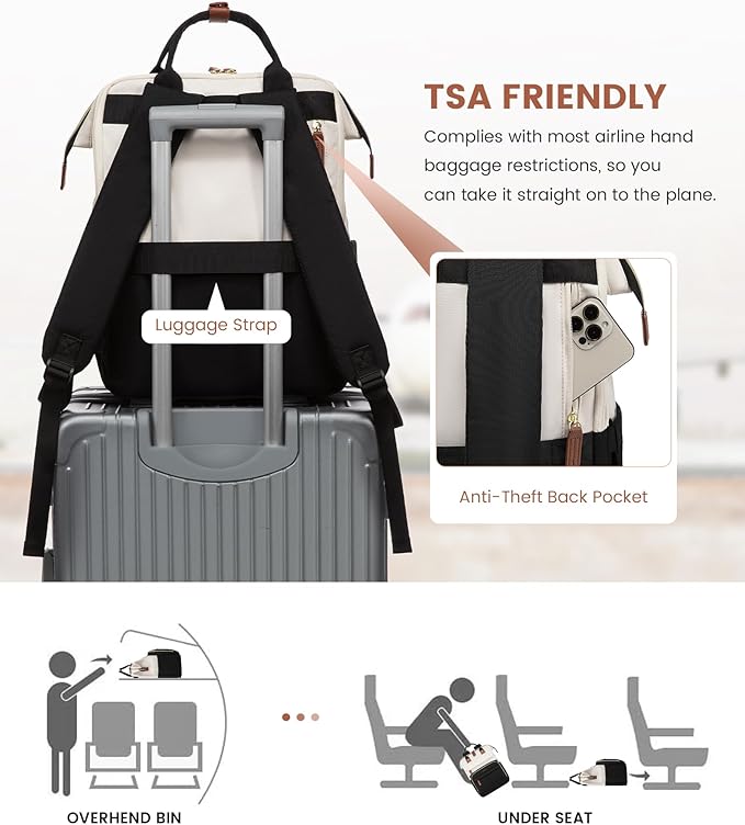 LOVEVOOK Laptop Backpack for Women, 15.6'' Waterproof Nurse Bag Teacher Work Backpack Purse for Women, Travel Computer Backpack for College Office Business Ladies