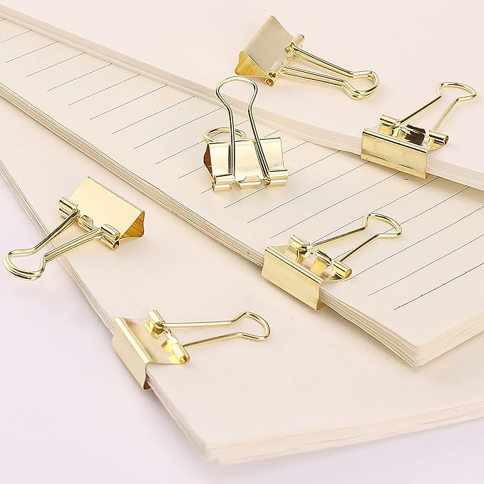 Mr. Pen- Small Binder Clips, 50 pcs, 0.75", Small Size, Gold Metal Binder Paper Clips, Paper Clamps for Office Supplies, Home, School, Business, Document Organizing