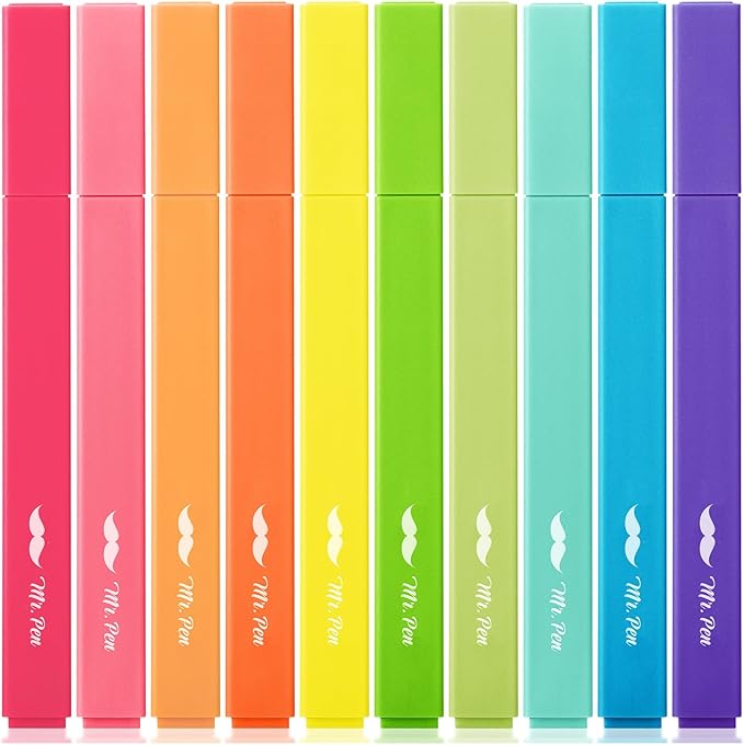 Mr. Pen- Aesthetic Highlighters, 10 Pack, Chisel Tip, Vibrant Colors, Cute Highlighters Assorted Colors