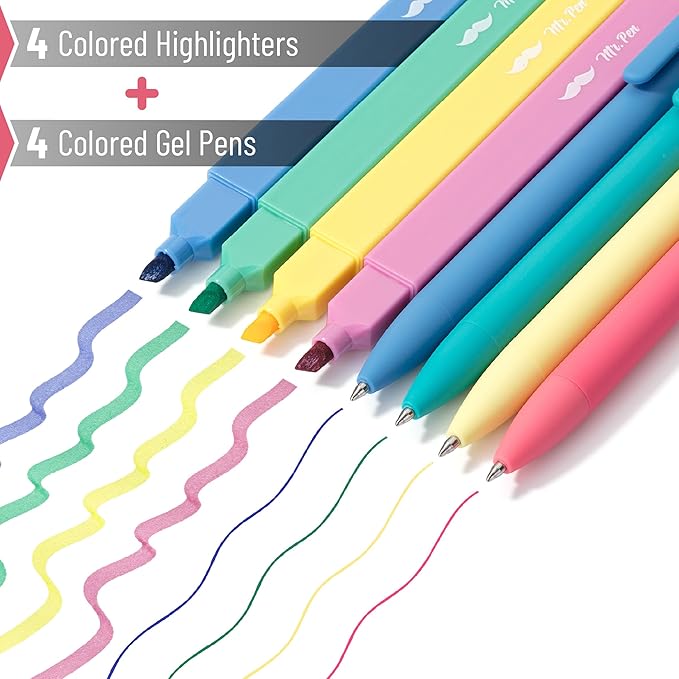 Mr. Pen- Bible Highlighters and Pens No Bleed, 8 Pack, Colorful Bible Pens and Highlighters No Bleed