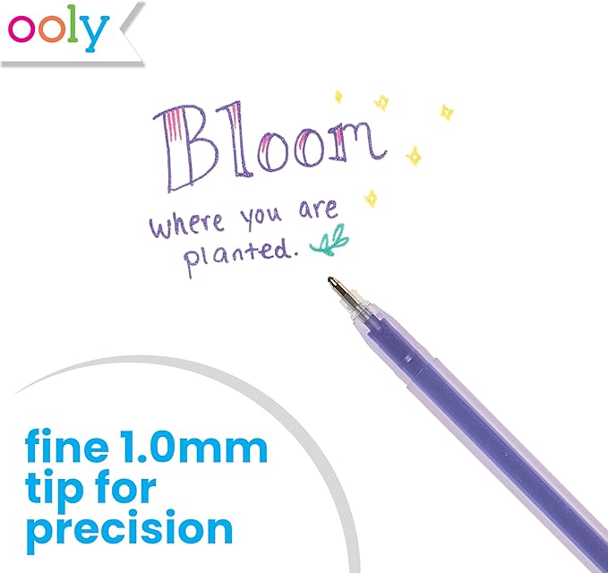 Ooly Radiant Writer's Glitter Gel Pens Set of 8 - Glitter Pens for Kids, Adults, Stationery and Art School Supplies