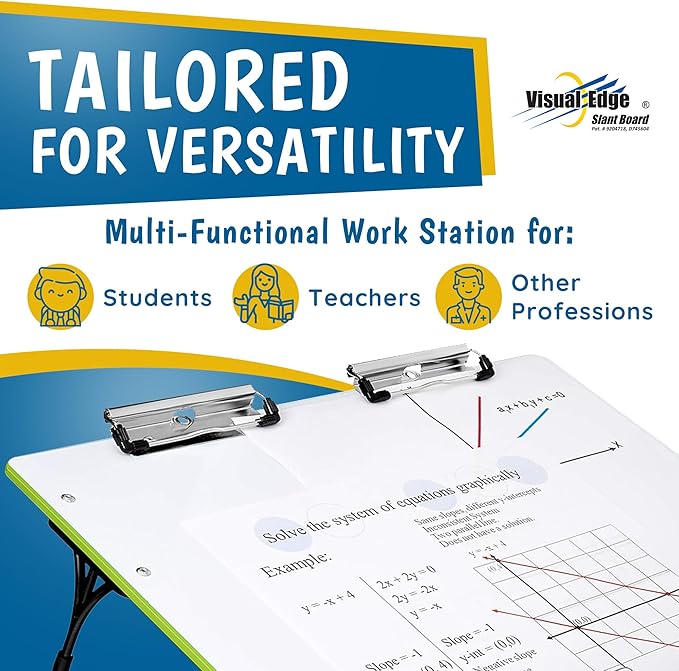 Visual Edge - Slant Board for Writing – Adjustable Magnetic Whiteboard & 22° Angle Ergonomic Desk for Reading, Writing, Drawing and Studying – Portable Tabletop Stand for Students and Teachers - Green