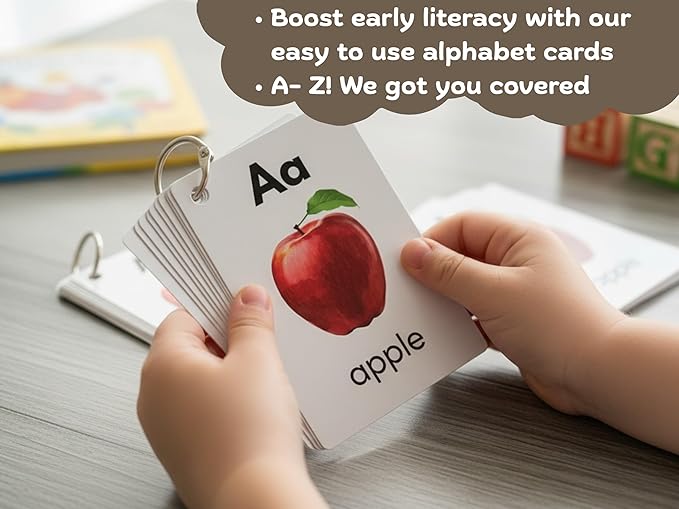 Alphabet Flashcards, 26 Educational Double-Sided Flashcards, A-Z Letters of The Alphabet, Perfect for Kids Toddlers
