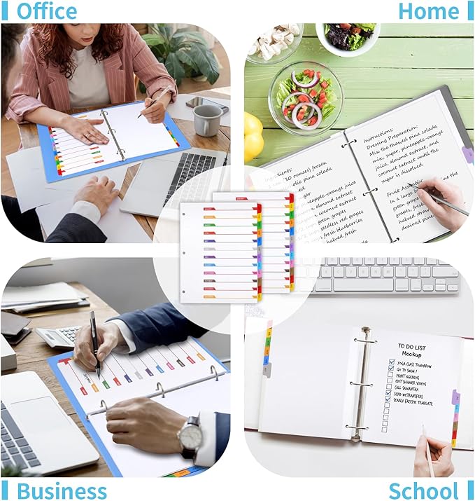 Monthly Binder Dividers for 3 Ring Binder, COIDEA Jan-Dec Dividers for 3 Ring Binder, 12 Tabs Multicolor Month Binder Dividers with Customizable Table of Contents Page for School Office Organizing