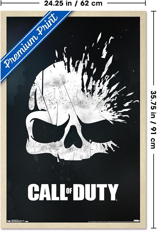 Call of Duty - Skull Wall Poster, 34L" x 22.4W", Blonde Framed Version