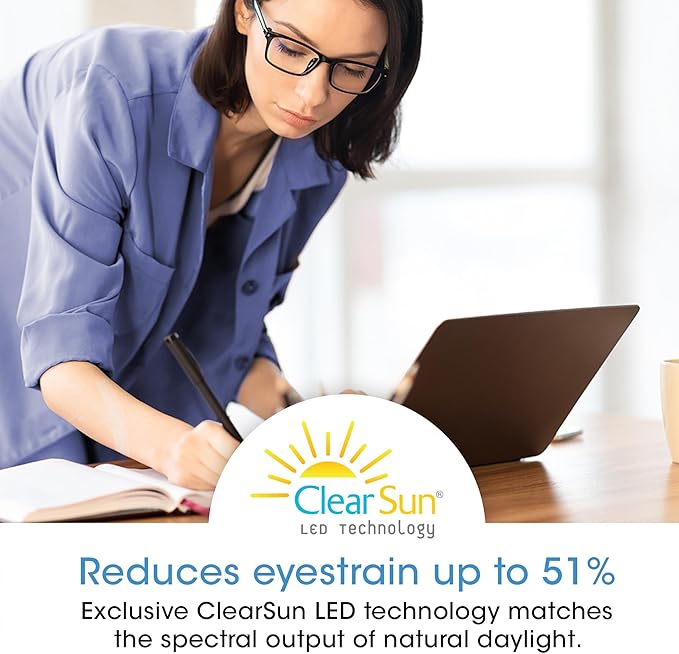 OttLite Capture Clip-On LED Desk Lamp and Ring Light for Desk, Use for Reading, Selfie, for Computer, ClearSun LED Technology, Dimmable with 3 Color Modes