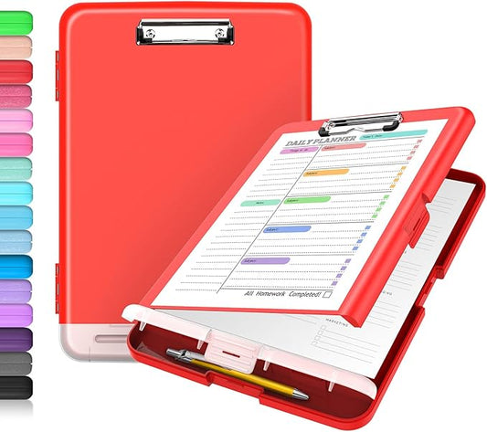 Sooez Clipboard with Storage, Clip Board 8.5 x 11 with Pen Holder, Plastic Organization Case Box for Letter Legal A4 Size Paper, Low Profile Clip, Nurses Teachers Must Haves, School & Office Supplies