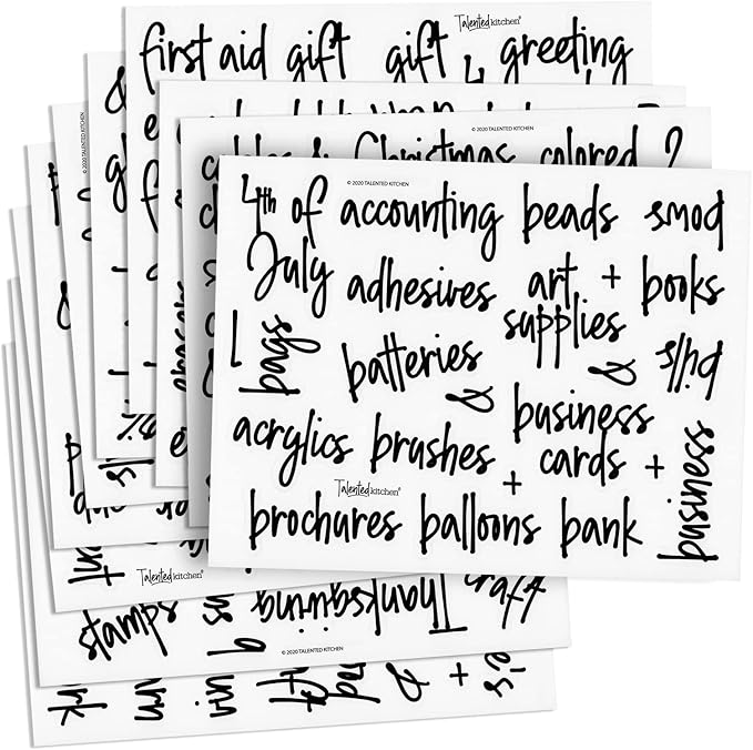 Talented Kitchen Office & Craft Stickers - 212 Pack, Black Water-Resistant Vinyl - Home & Office Organization - Classroom & School Supplies