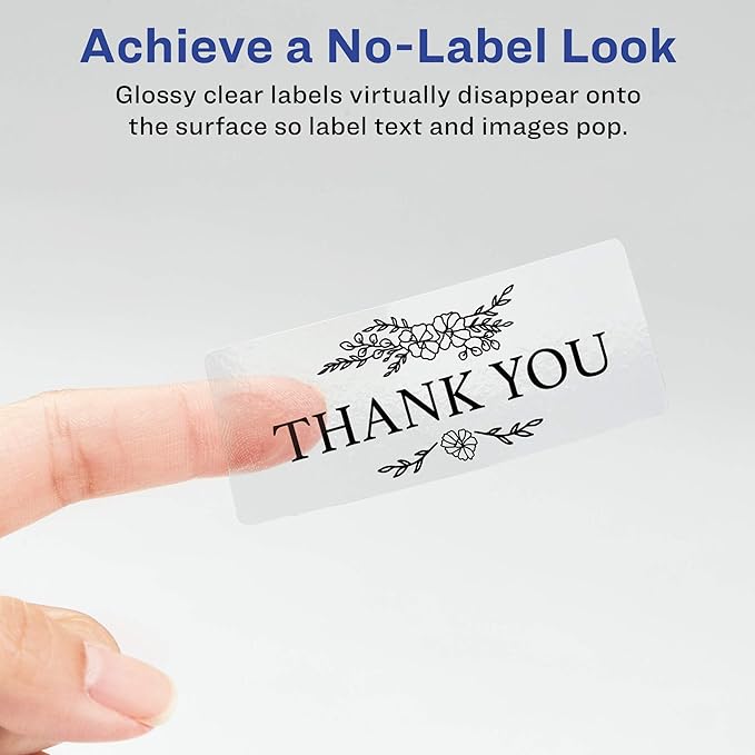 Avery Printable Address Labels with Sure Feed, 1" x 2-5/8", Glossy Clear, 300 Blank Mailing Labels for Laser and Inkjet Printers (6521)