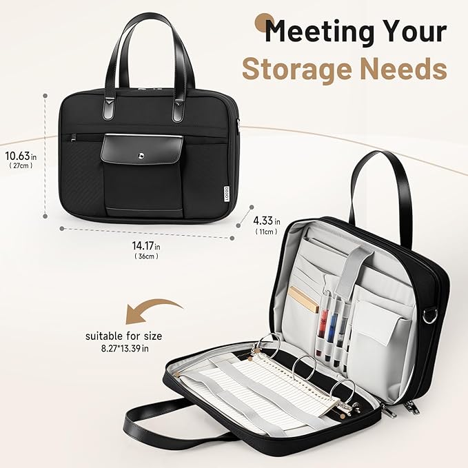 3 Ring Binder with Zipper Fits 500 Sheets, 2 Inch Zipper Binder 3 Ring with Shoulder Strap, Binders Organizer Bag with 16" Laptop Compartment for School and Office