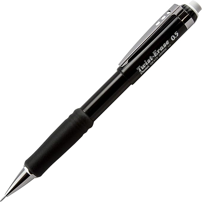 Pentel® Twist-Erase® III Mechanical Pencil, 0.5 mm, Black (Pack of 2)