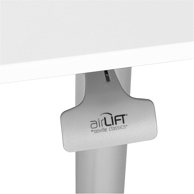Seville Classics Airlift Height Adjustable Pneumatic Laptop Sit Stand Desk Mobile Rolling Cart, Computer Workstation for Home Office, Classroom, White, 28" Premium Desktop (New Model)