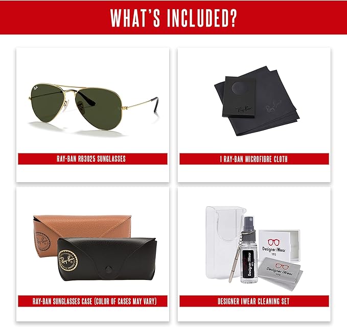 Ray-Ban RB3025 Metal Aviator Sunglasses For Men For Women +BUNDLE with ACCESSORY EYEWEAR KIT