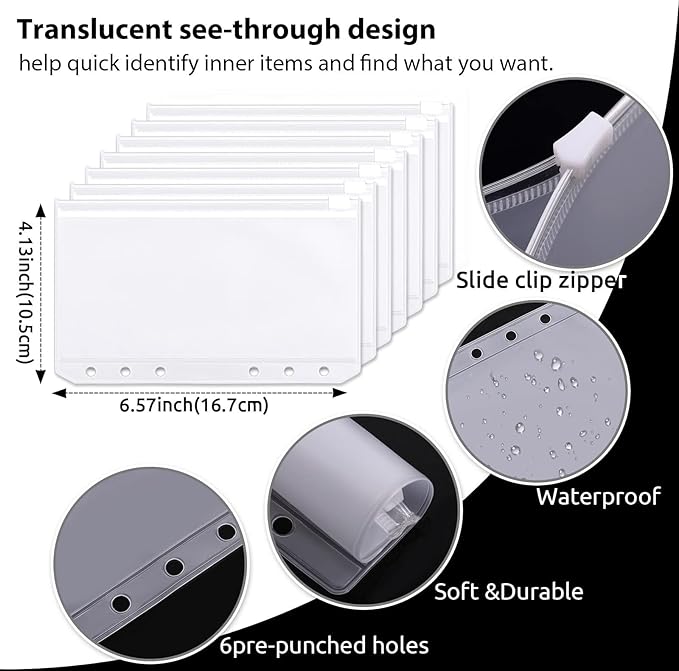 SKYDUE Budget Binder, Money Saving Binder with Zipper Envelopes, Cash Envelopes and Expense Budget Sheets for Budgeting (Violet)