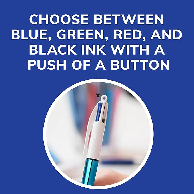 BIC 4-Color Retractable Ballpoint Pen with 1.0 mm Medium Point, 1-Count in Assorted Ink Colors